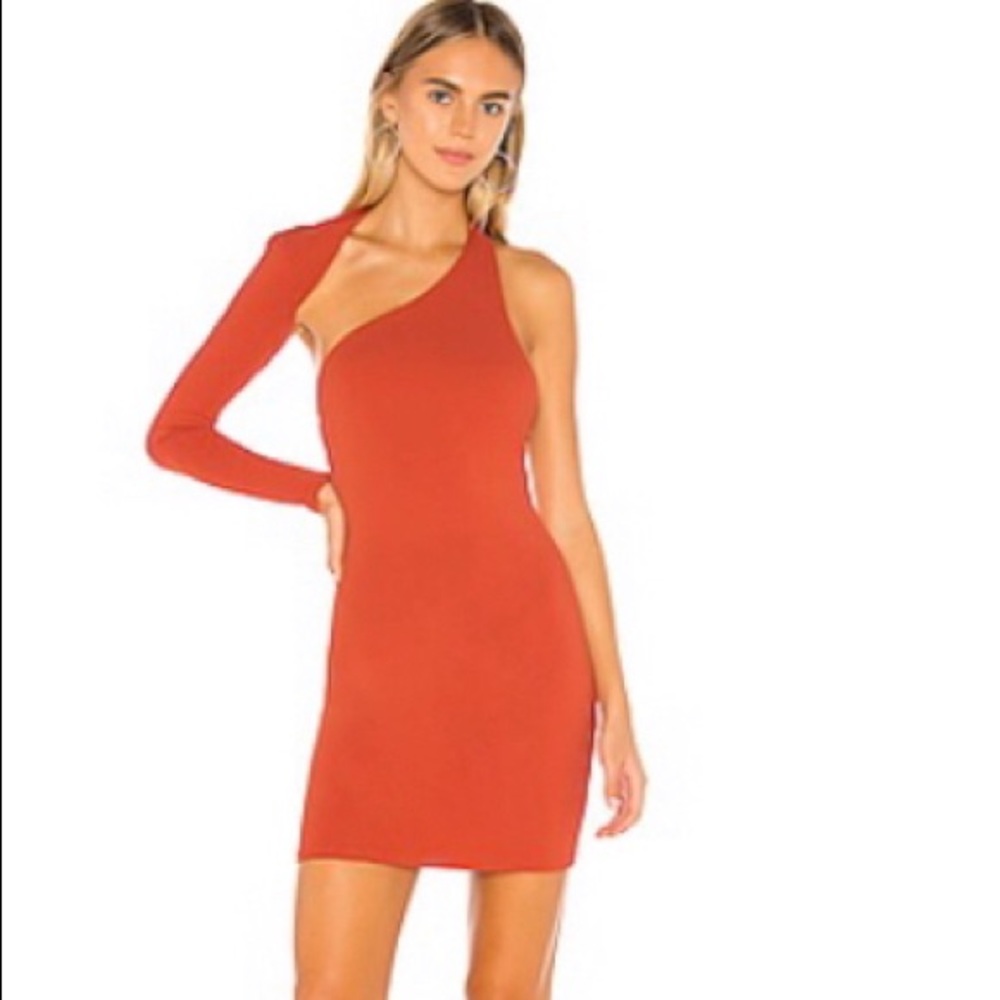 Gigi One Shoulder Dress in Rust